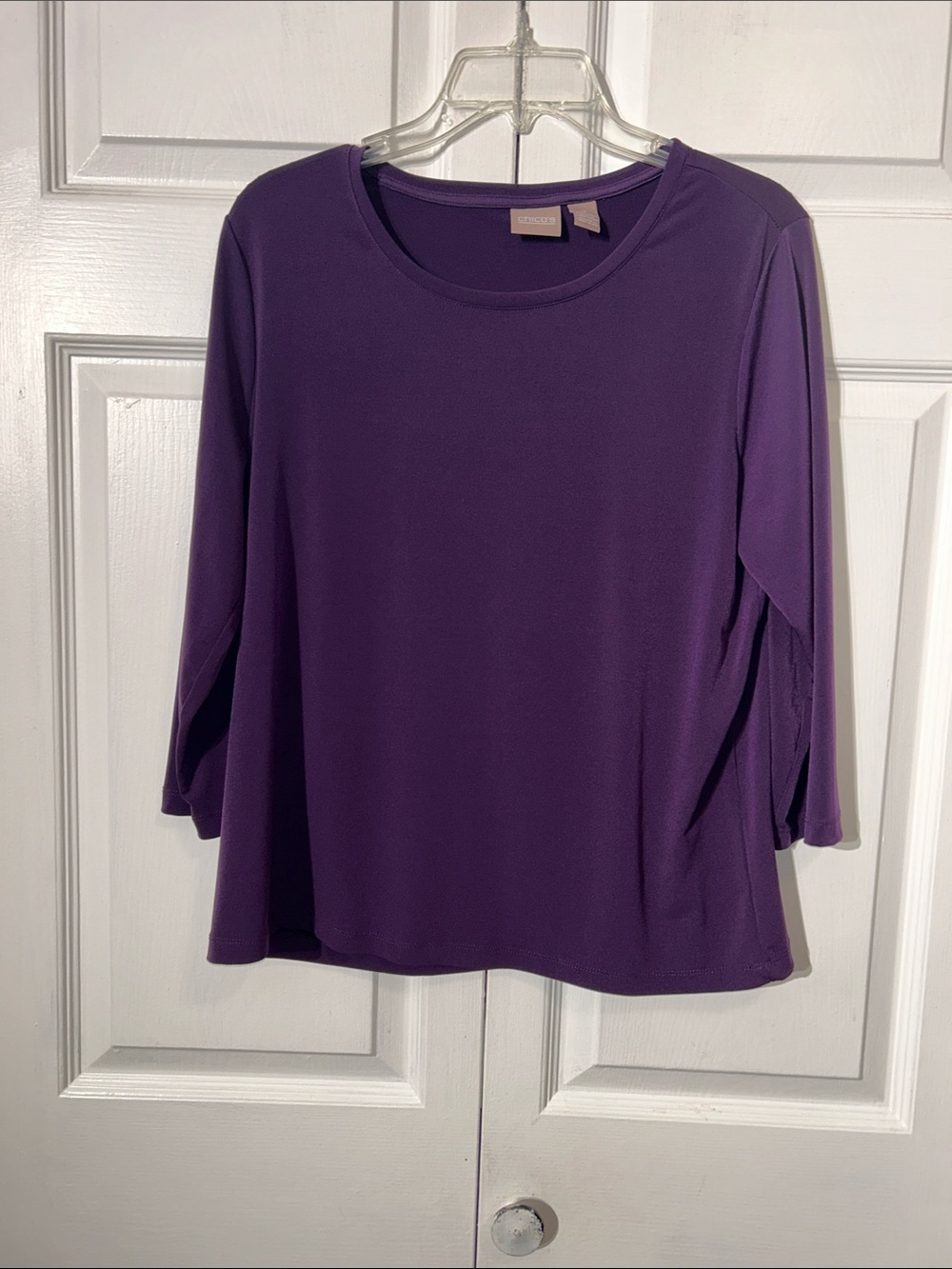 Chico’s Deep Purple Round Neck Long Sleeve Top Size 2
